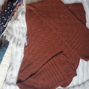 Brown cropped sweater with bell sleeves